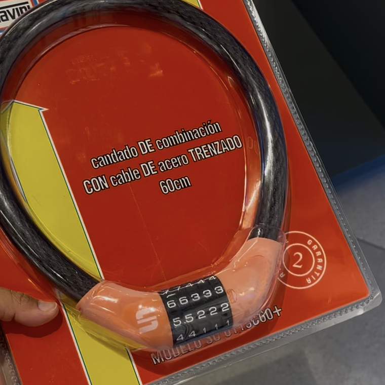 CANDADO-CABLE ACERO TRENZADO/RESETEABLE/60CM/BLÍSTER - PRODUCTO SEGUNDA SELECCIÓN 3