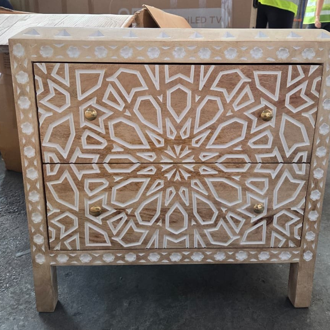 VELADOR CAROLINA 2 CAJONES / RAYADO LEVE - SUCIO FÁCIL DE QUITAR - EMBALAJE DAÑADO 12