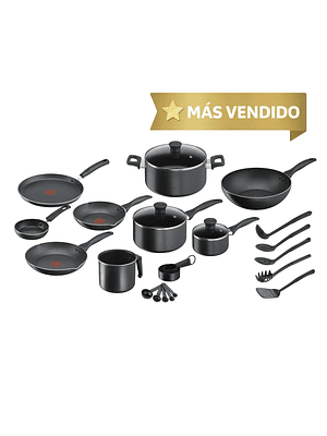 BATERÍA DE COCINA ANTIADHERENTE SUPER COOK 26 PIEZAS TEFAL