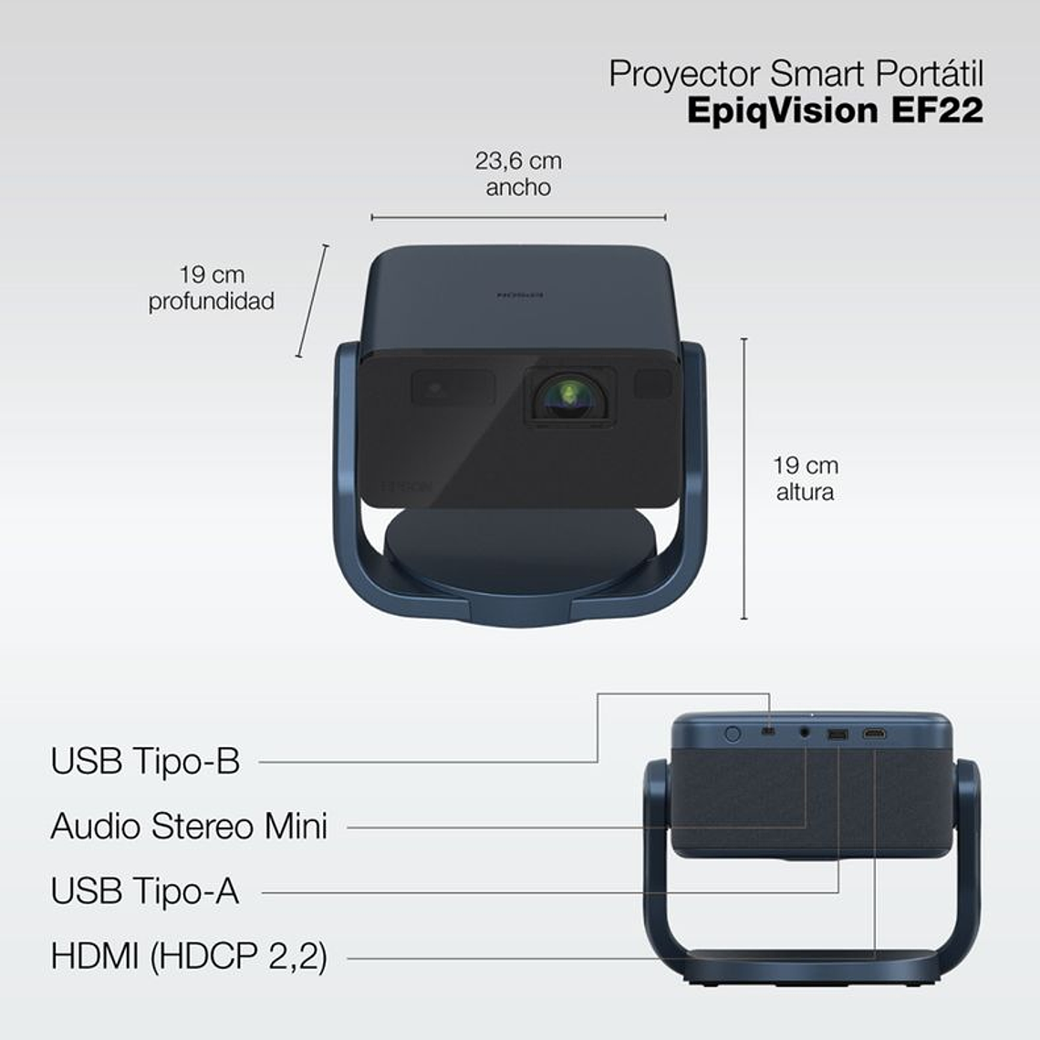 PROYECTOR LÁSER PORTÁTIL EPIQ VISION EF-22 AZUL / EMBALAJE DAÑADO 7