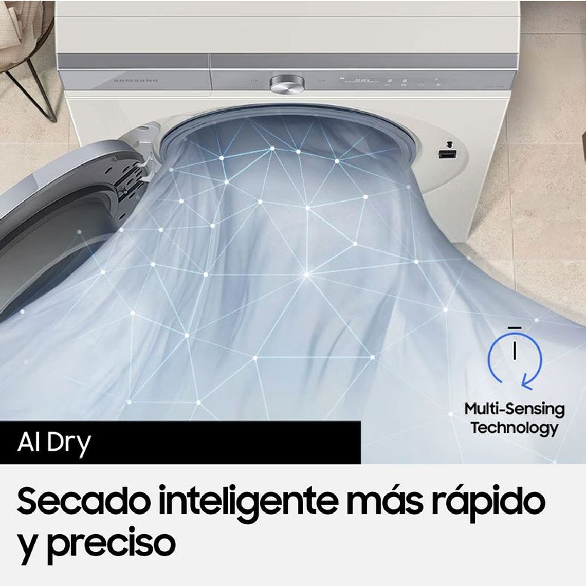 SECADORA CARGA FRONTAL BESPOKE 17K SISTEMA DE SECADO INTELIGENTE DV17B9750CV/ZS / ABOLLADURA LEVE EN LATERAL Y PARTE SUPERIOR 10