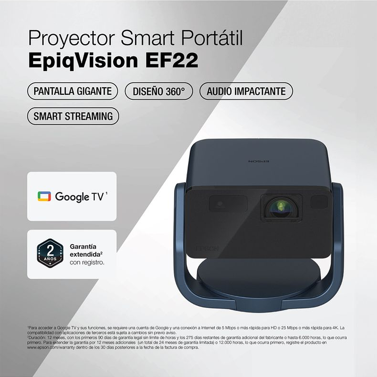 PROYECTOR LÁSER PORTÁTIL EPIQ VISION EF-22 AZUL / EMBALAJE DAÑADO 9