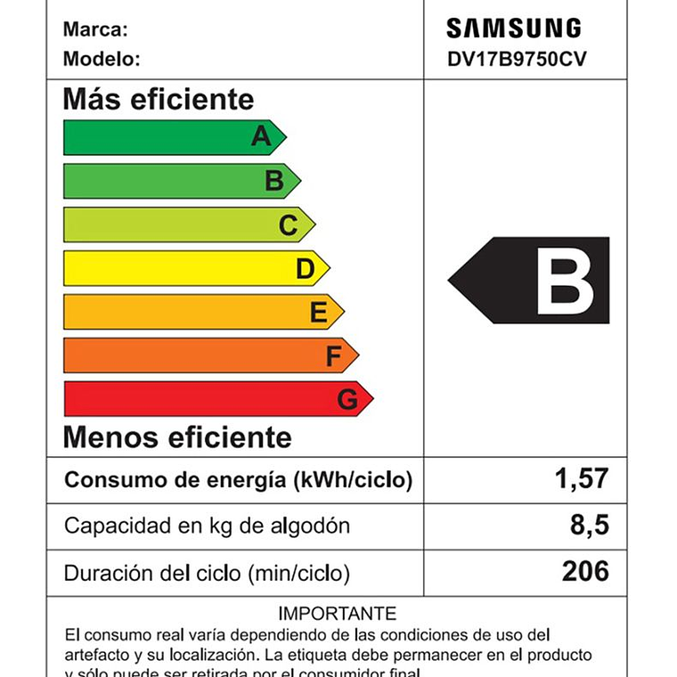 SECADORA CARGA FRONTAL BESPOKE 17K SISTEMA DE SECADO INTELIGENTE DV17B9750CV/ZS / ABOLLADURA LEVE EN LATERAL Y PARTE SUPERIOR 13