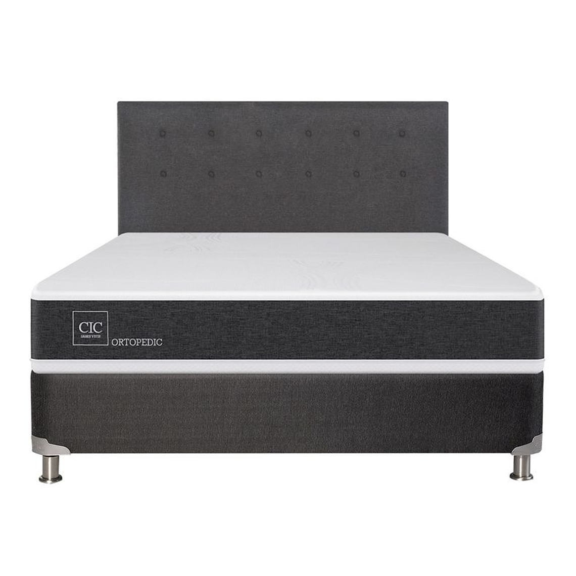 BOX SPRING NEW ORTOPEDIC B5 BLACK 2 PLAZAS BASE NORMAL / SUCIO EN EL BORDE DEL COLCHÓN - EMBALAJE DAÑADO 1