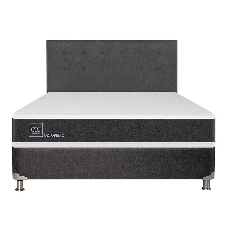 BOX SPRING NEW ORTOPEDIC B5 BLACK 2 PLAZAS BASE NORMAL / SUCIO EN EL BORDE DEL COLCHÓN - EMBALAJE DAÑADO 1