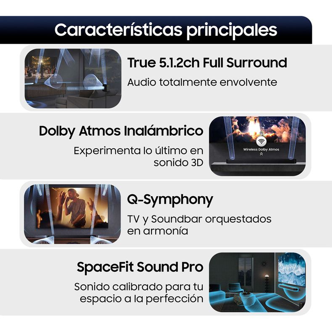 SOUNDBAR Q-SERIES HW-Q800F 7.1.4 SUBWOOFER CON ALTAVOZ INALÁMBRICO 2025 / EMBALAJE DAÑADO 6