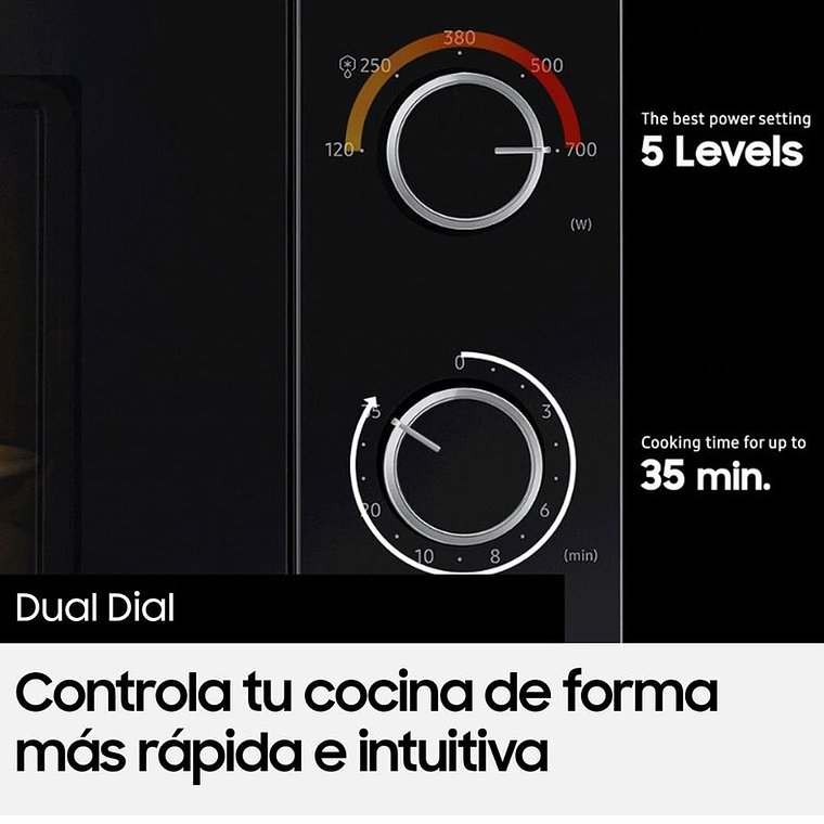 MICROONDAS MANUAL 20 LITROS 650W MS20A3010AL/ZS NEGRO / EMBALAJE DAÑADO 6