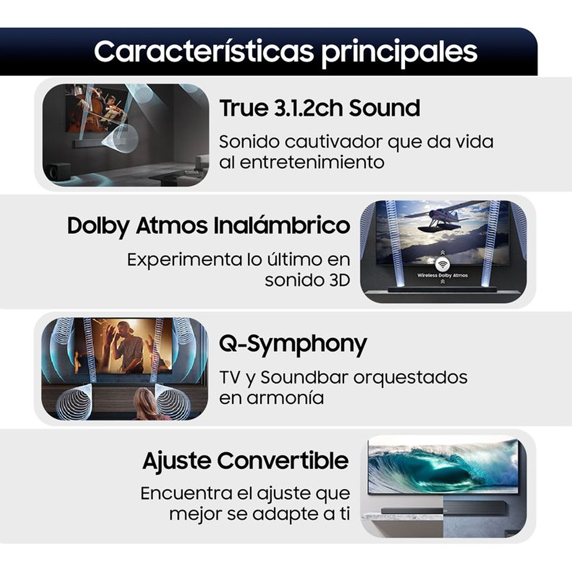 SOUNDBAR Q-SERIES HW-QS700F 3.1.2 SUBWOOFER CON ALTAVOZ INALÁMBRICO 2025 / EMBALAJE DAÑADO 7