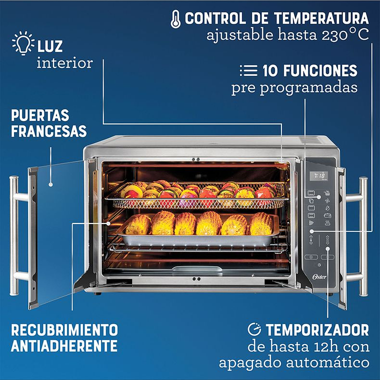 HORNO DIGITAL CON FREIDORA DE AIRE 42 LITROS / EMBALAJE DAÑADO 10