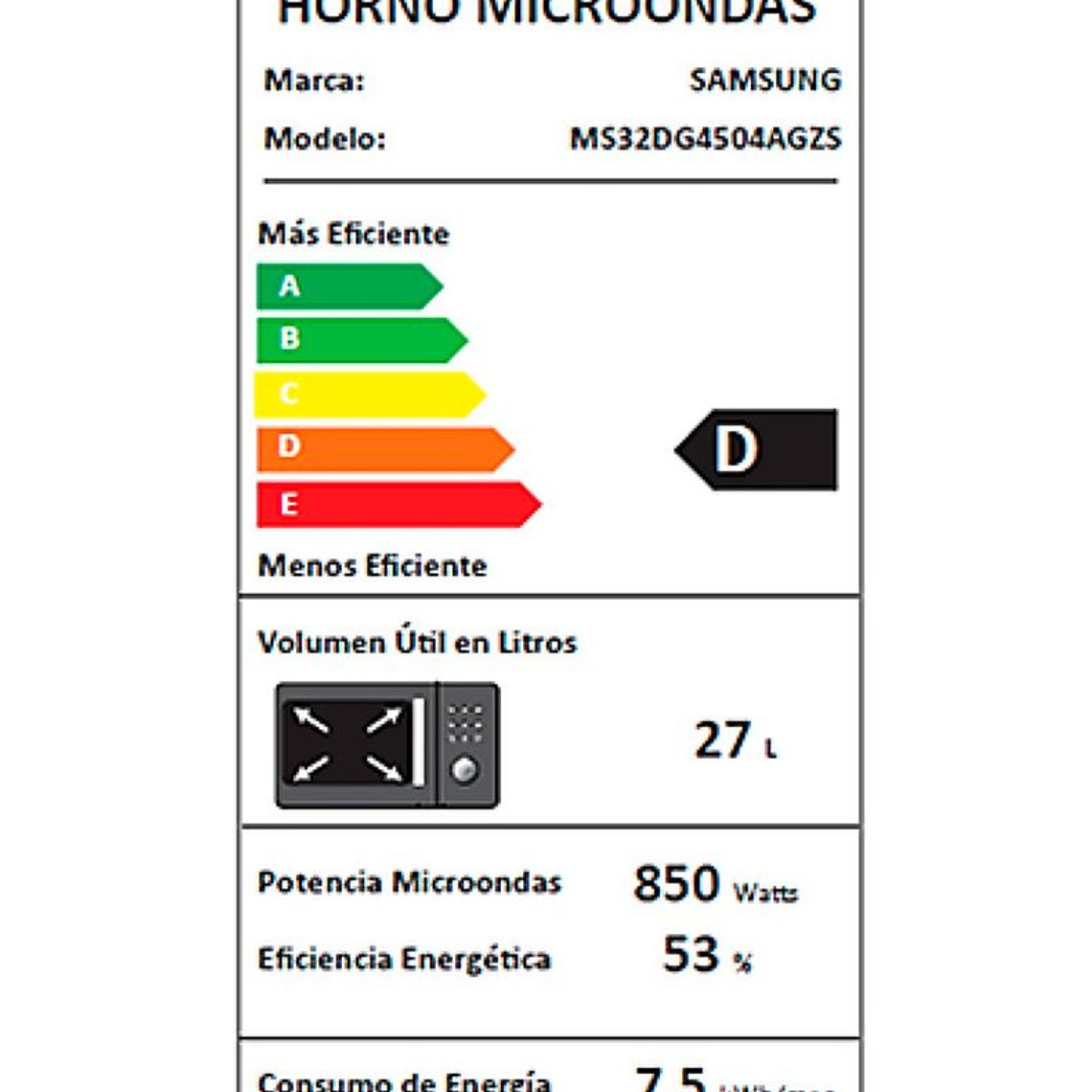 MICROONDAS CON POWER DEFROST 32 LITROS NEGRO - MW4000D / EMBALAJE DAÑADO 12