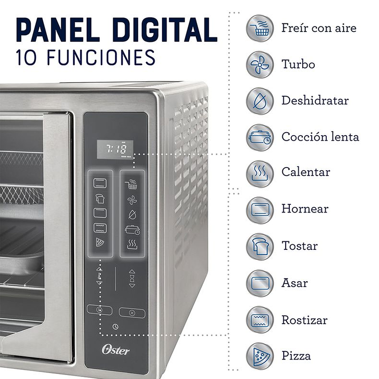 HORNO DIGITAL CON FREIDORA DE AIRE 42 LITROS / EMBALAJE DAÑADO 12