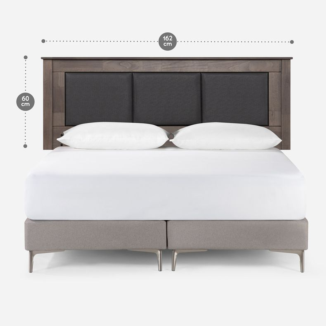 SET MUEBLES RACHEL 2 PLAZAS GRIS / 1 VELADOR CON GOLPE LEVE EN PARTE FRONTAL PERFIL - EMBALAJE DAÑADO 3