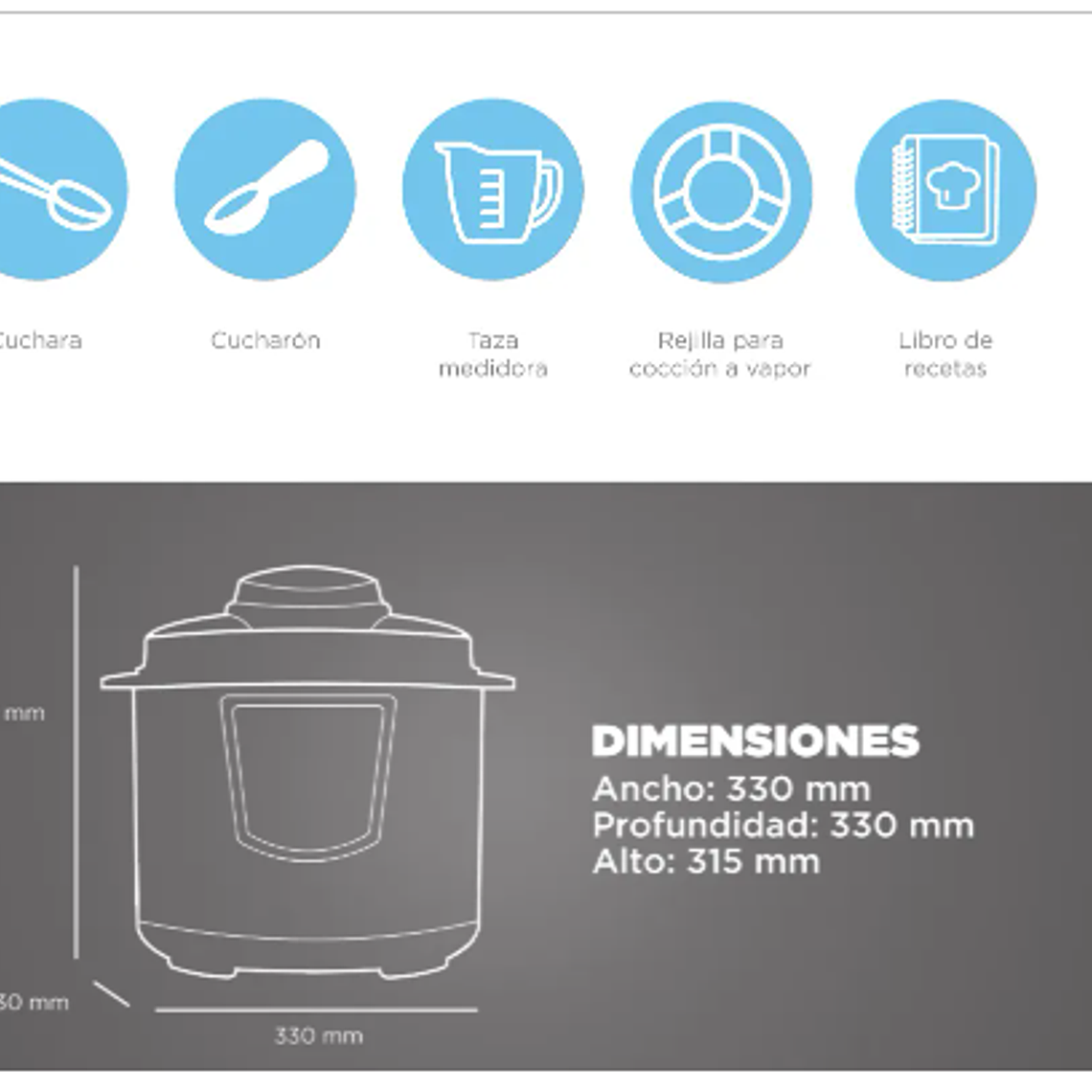 OLLA MULTICOOK 5.7 LITROS MY-PC6007B NEGRA/RAYON LEVE - EMBAJALE DAÑADO 10