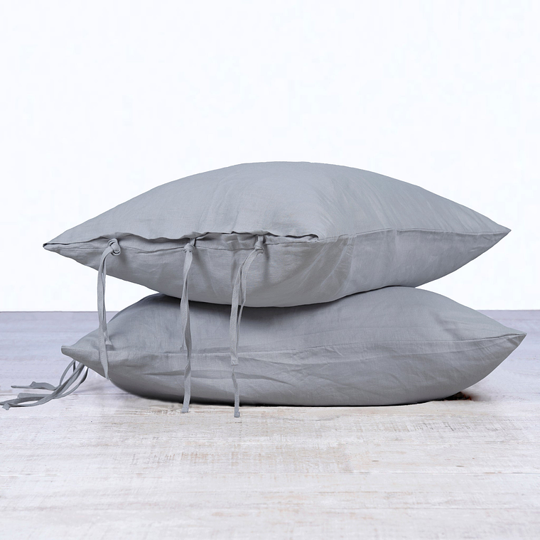 FUNDA LINO LILAH - GRIS PERLA AMARRAS (50x90 cm)  (1 UNIDAD) 1