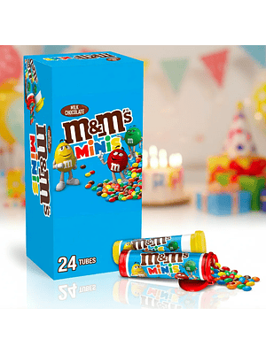 DISPLAY 24 UNIDADES TUBOS M&MS MILK MINIS (31 G) - VENCIMIENTO 18/09/2026