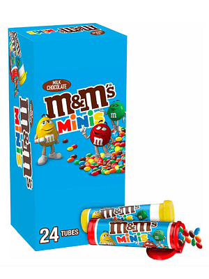 DISPLAY 24 UNIDADES TUBOS M&MS MILK MINIS (31 G) - VENCIMIENTO 18/09/2026