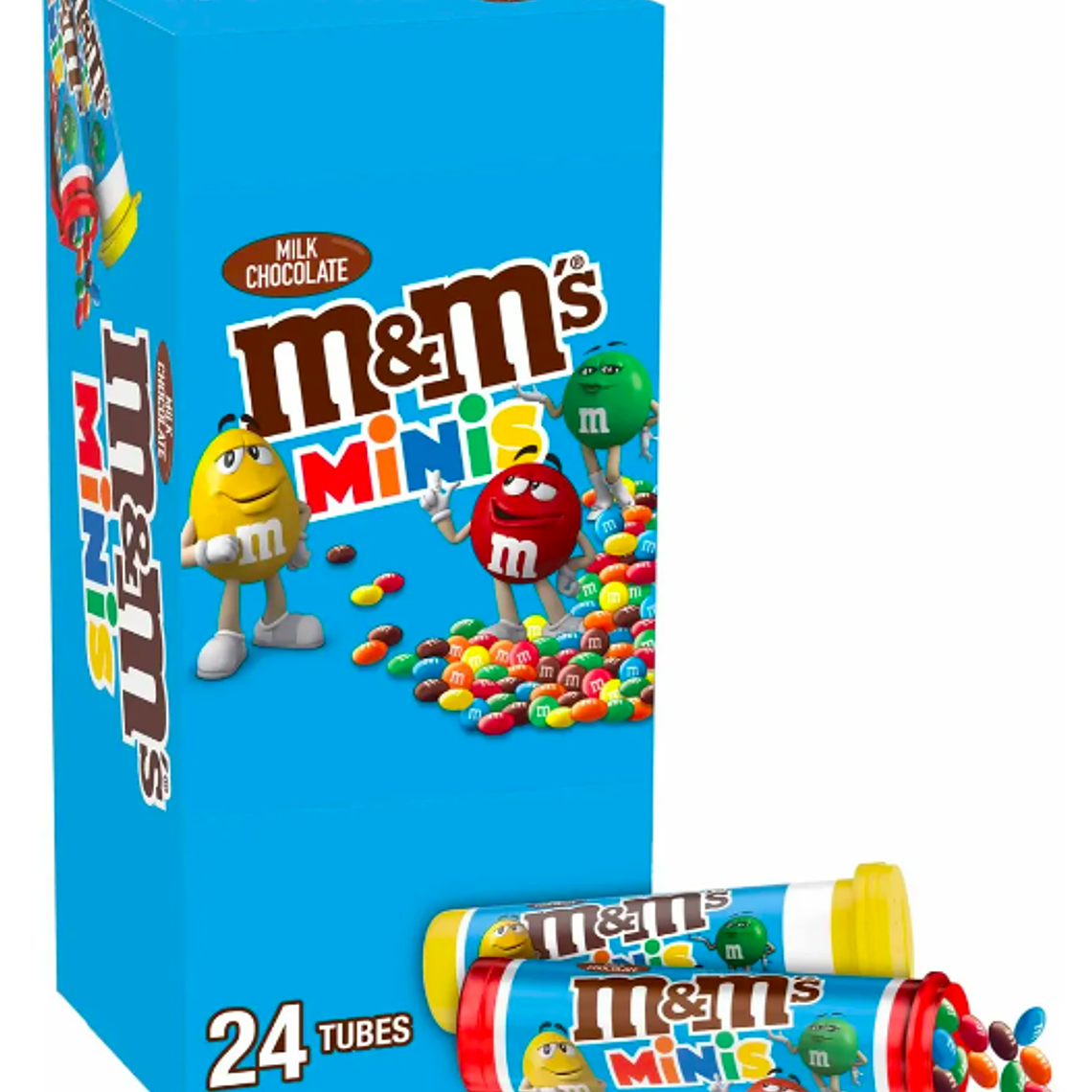 DISPLAY 24 UNIDADES TUBOS M&MS MILK MINIS (31 G) - VENCIMIENTO 18/09/2026 1