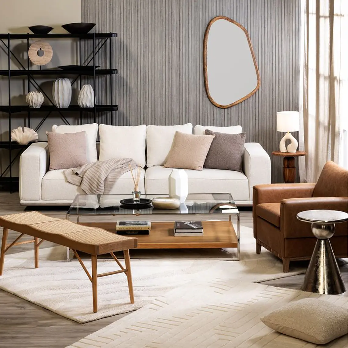 MESA DE CENTRO SAINT LUKE 100X150 CM CAFÉ CLARO PIEZA METALLICA / CON RAYA LEVE  - EMBALAJE DAÑADO 7