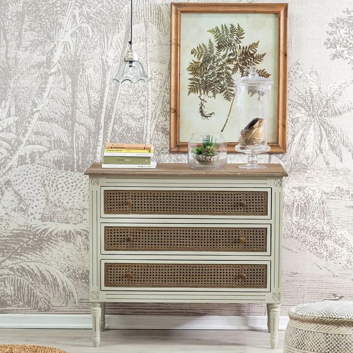 CÓMODA HELENA JUNCO 3 CAJONES / EMBALAJE DAÑADO 1