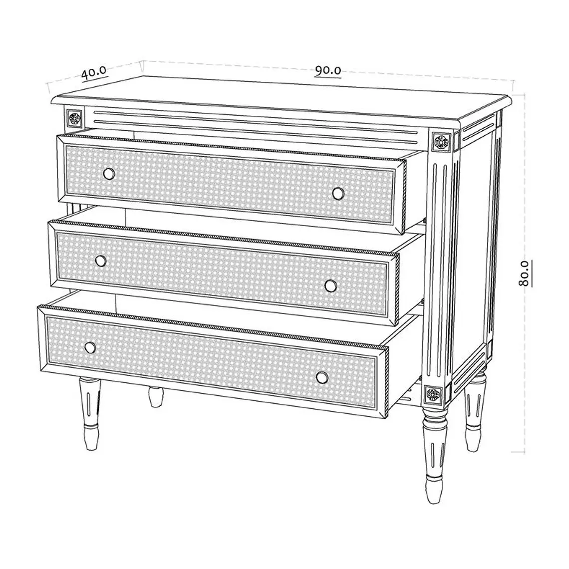 CÓMODA HELENA JUNCO 3 CAJONES / EMBALAJE DAÑADO 3