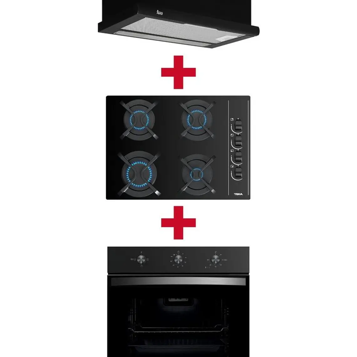 KIT EMPOTRABLE HORNO ELÉCTRICO HBB5360FBK NEGRO + ENCIMERA A GAS GBC64003KBB + CAMPANA TL6310 NEGRO / EMBALAJE DAÑADO 1