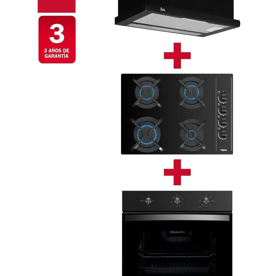 KIT EMPOTRABLE HORNO ELÉCTRICO HBB5360FBK NEGRO + ENCIMERA A GAS GBC64003KBB + CAMPANA TL6310 NEGRO / EMBALAJE DAÑADO 2