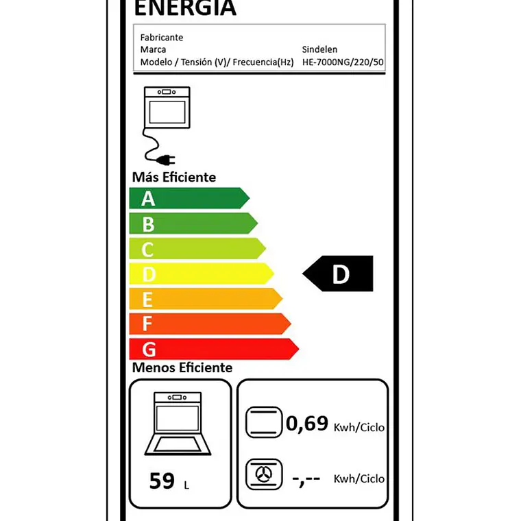 HORNO EMPOTRABLE 59 LITROS HE-7000NG / EMBALAJE DAÑADO 6