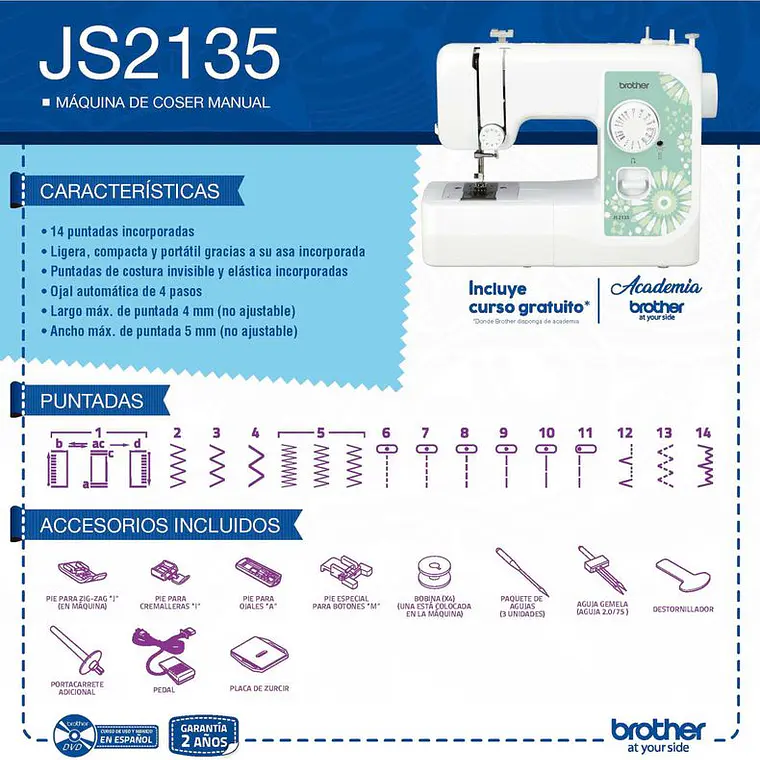 MÁQUINA DE COSER DOMÉSTICA JS2135 / EMBALAJE DAÑADO 7