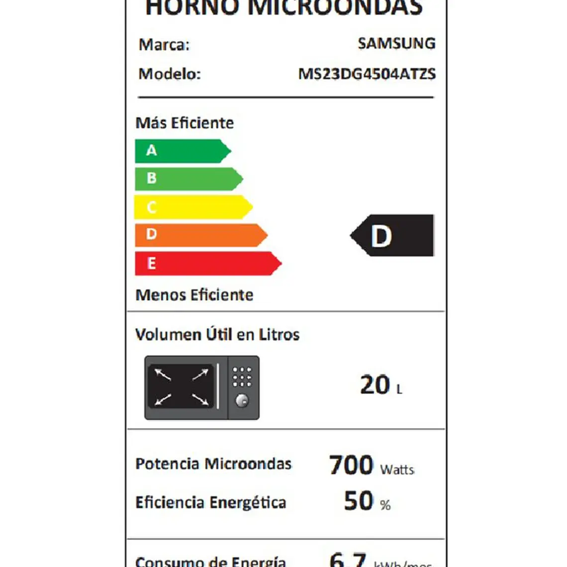 MICROONDAS CON QUICK DEFROST 23 LITROS / EMBALAJE DAÑADO 10