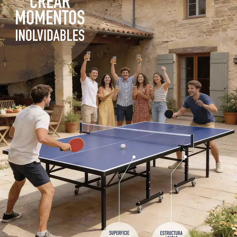 MESA DE PING PONG 2 POSICIONES AZUL / RAYADO LEVE - SUCIO FACIL DE QUITAR - EMBALAJE DANADO 4