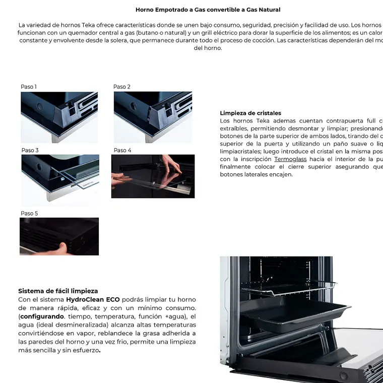 HORNO EMPOTRABLE A GAS HBB 724 G LPG / CUBIERTA ABOLLADA  - EMBALAJE DAÑADO 9