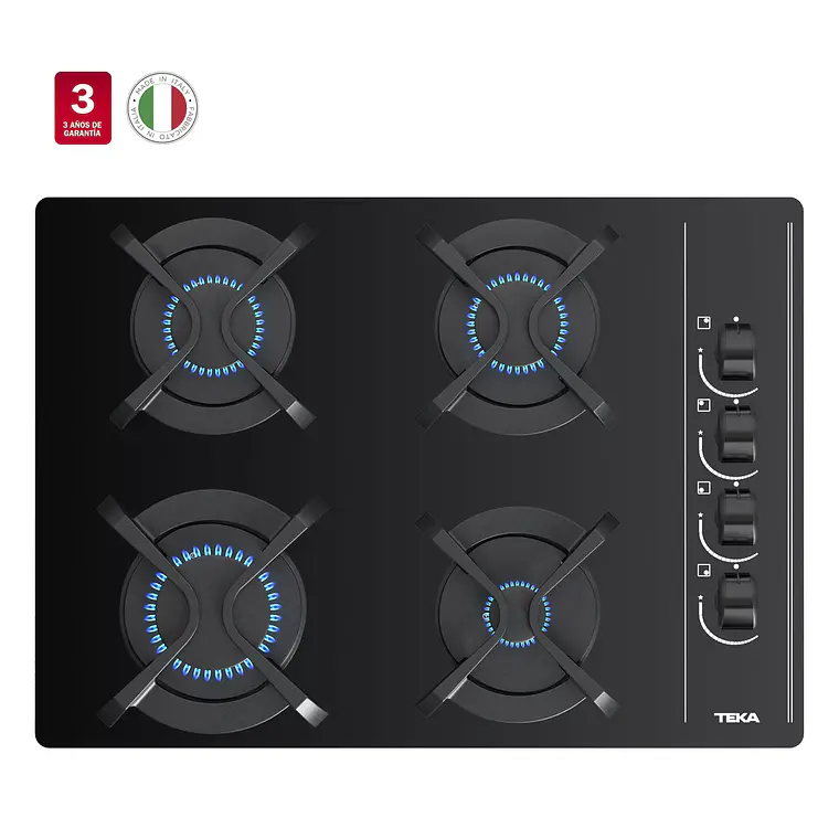 COCINA A GAS CRISTAL 4 QUEMADORES GBC 64003 KBB NEGRO / EMBALAJE DAÑADO 5
