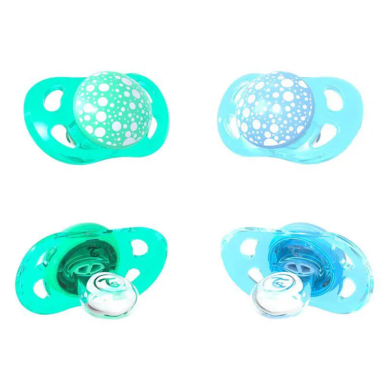 CHUPETES TWISTSHAKE 0-6M 2 UNS AZUL / VERDE PASTEL  1