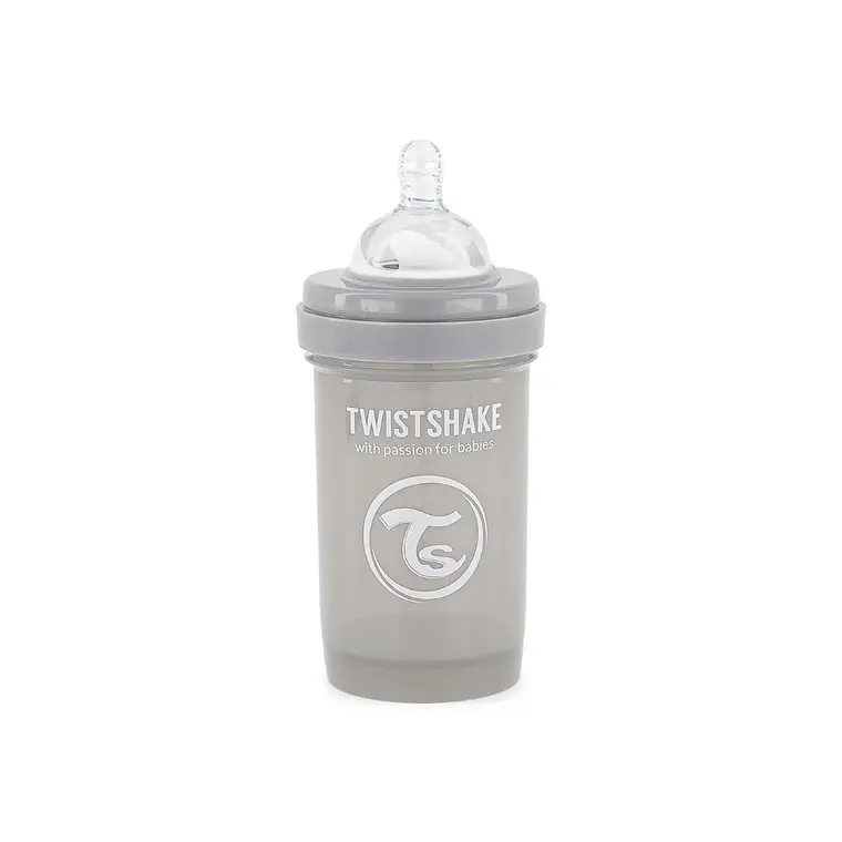 MAMADERA TWISTSHAKE ANTI-CÓLICO 180ML GRIS PASTEL  1