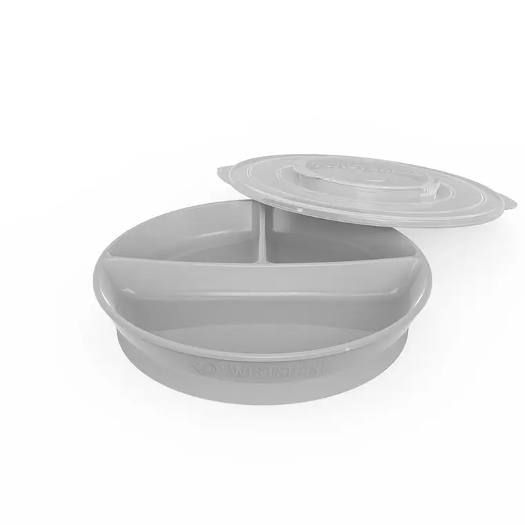 PLATO DIVIDIDO TWISTSHAKE 6+M GRIS PASTEL  1
