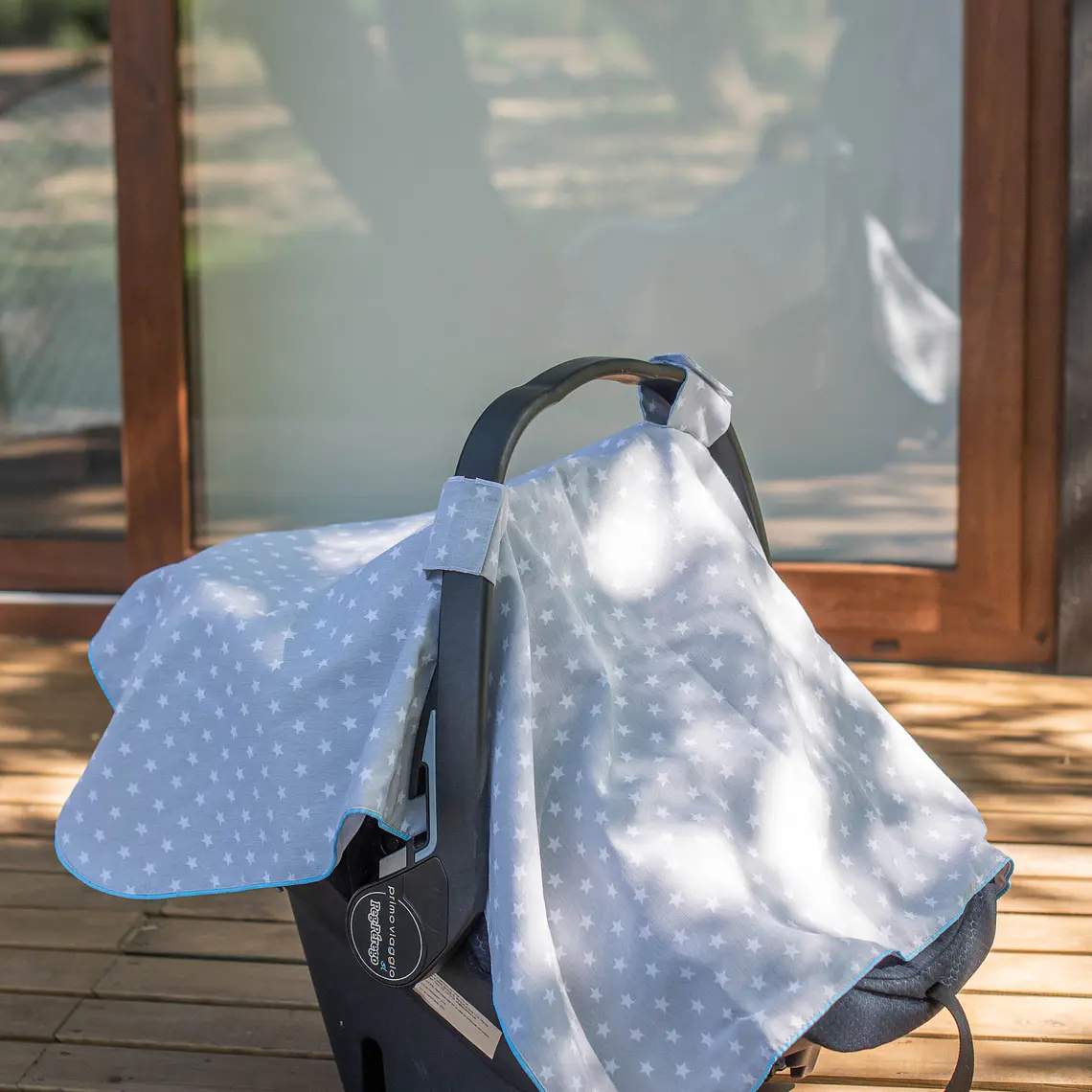 CUBRE HUEVO DE LONA GRIS ESTRELLAS / ORILLA GRIS 2