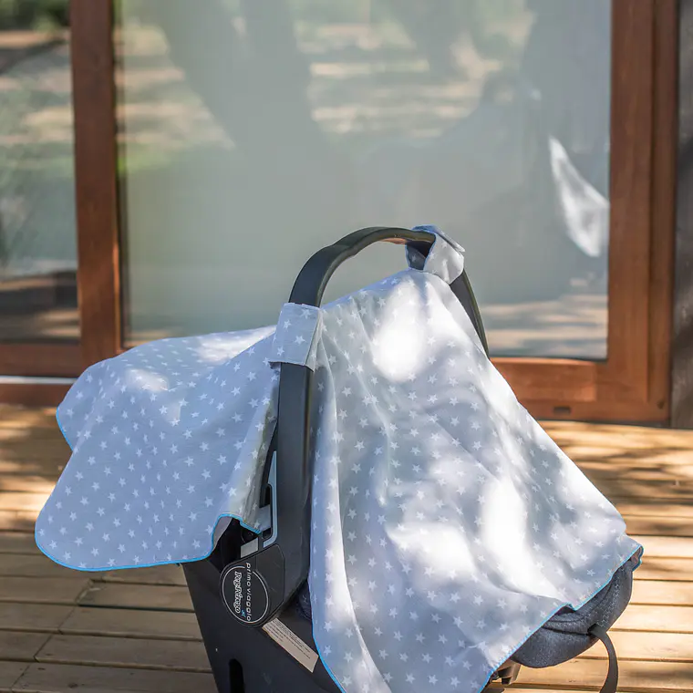 CUBRE HUEVO DE LONA GRIS ESTRELLAS / ORILLA GRIS 2