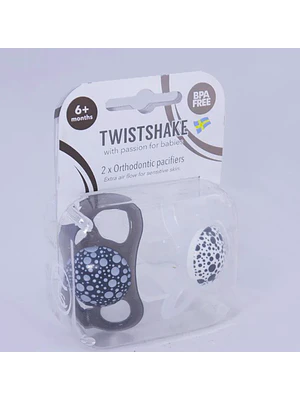 CHUPETES TWISTSHAKE 6+M 2 UNS - NEGRO / BLANCO 