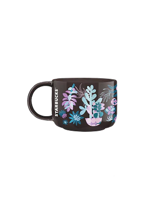 TAZA CERÁMICA MARRÓN FLORAL 14 OZ (≈ 414 ML)