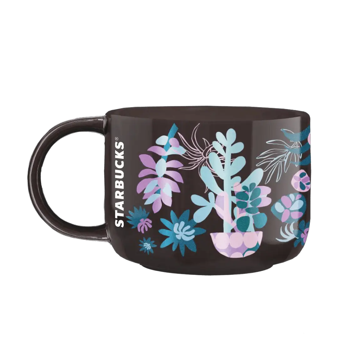 TAZA CERAMICA MARRON FLORAL 14 OZ (≈ 414 ML) 1