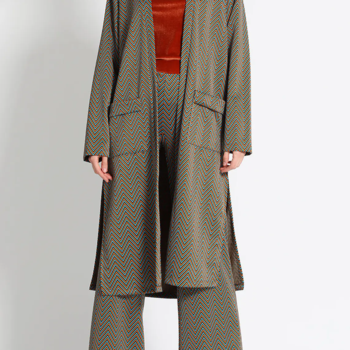 TAPADO LARGO RECTO, FANTASÍA, NARANJO, COLECCIÓN ITALIA (TALLAS S a XL) 1