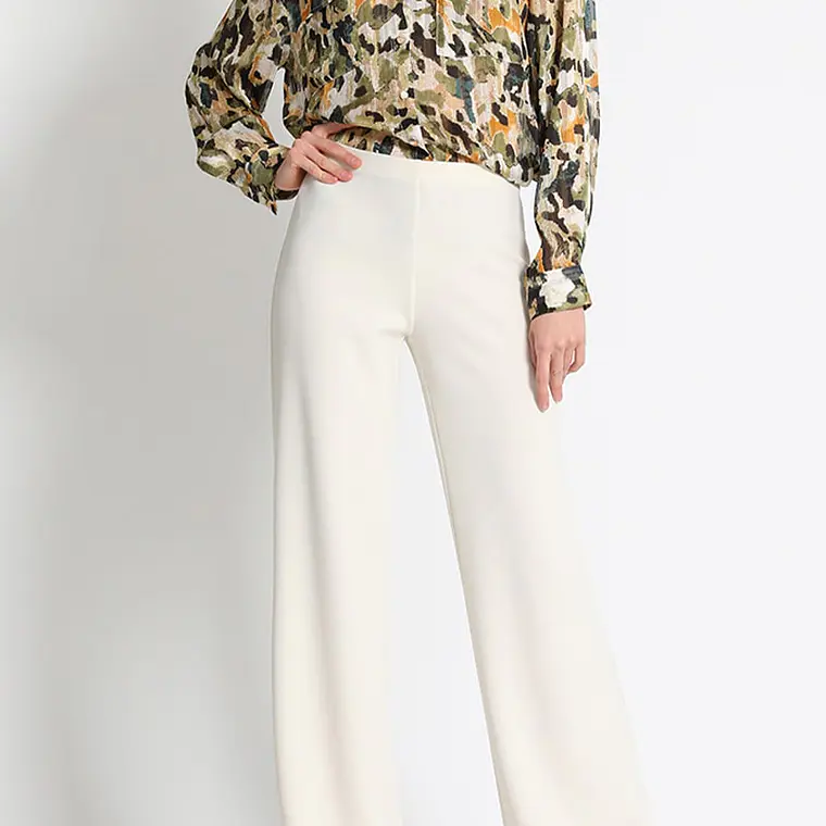 PANTALÓN FLARE STRETCH, TIRO MEDIO, CRUDO, COLECCIÓN ITALIA (TALLA XL) 1