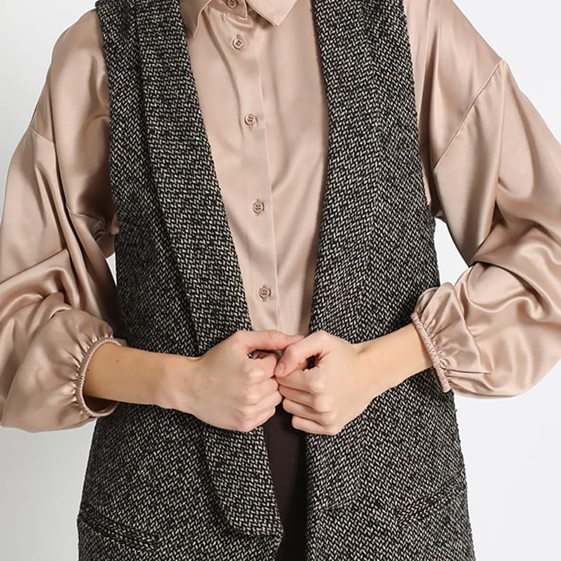 CHALECO DE VESTIR SIN MANGAS, TWEED FANTASÍA, COLECCIÓN ITALIA (TALLA L) 1