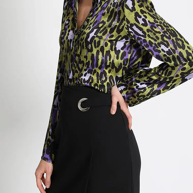 BLUSA MAO SATÍN ESTAMPADO ANIMAL, VERDE, COLECCIÓN ITALIA (TALLA XL) 6