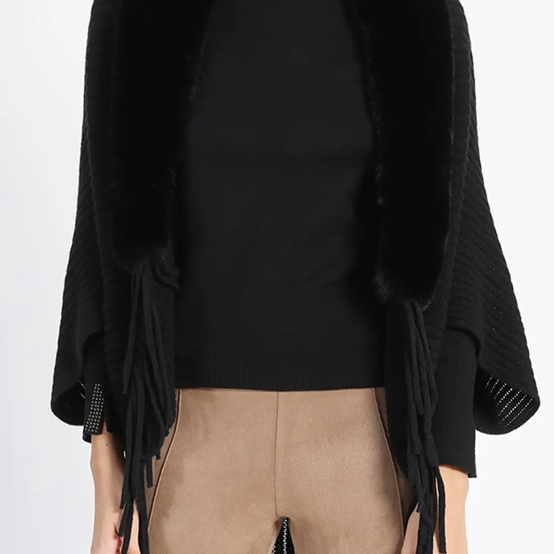 PONCHO TEJIDO NEGRO (TALLA ÚNICA) 1