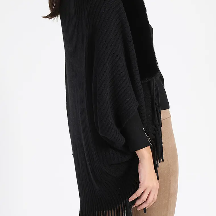 PONCHO TEJIDO NEGRO (TALLA ÚNICA) 4