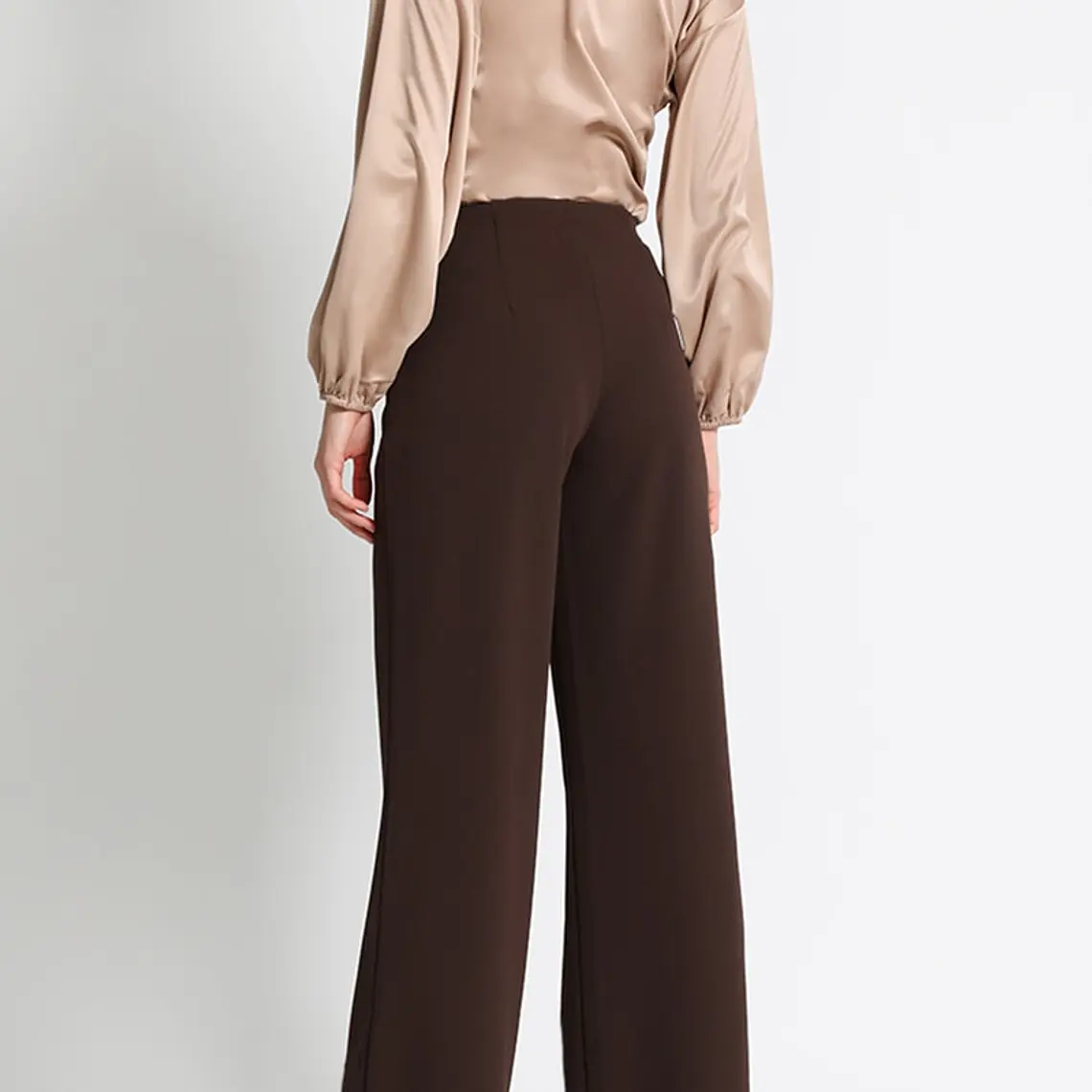 PANTALÓN FLARE STRETCH, TIRO MEDIO, CHOCOLATE, COLECCIÓN ITALIA (TALLA XL) 3