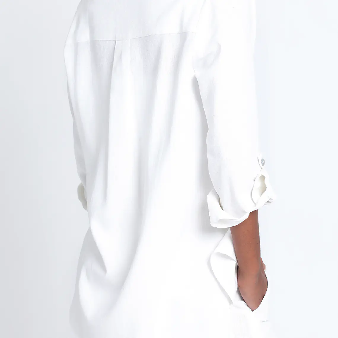 BLUSA CUELLO MAO CON BOTONES LARGA LINO VISCOSA CRUDO (TALLA XL) 2