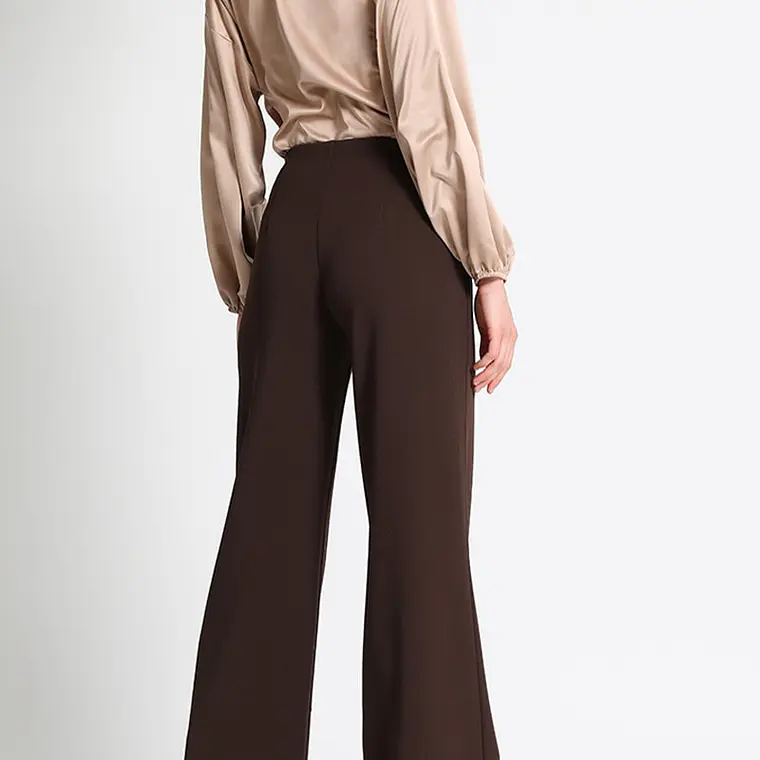 PANTALÓN FLARE STRETCH, TIRO MEDIO, CHOCOLATE, COLECCIÓN ITALIA (TALLA XL) 4