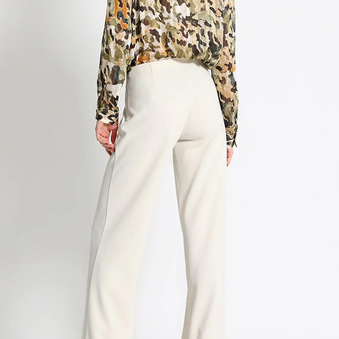 PANTALÓN FLARE STRETCH, TIRO MEDIO, CRUDO, COLECCIÓN ITALIA (TALLA XL) 5